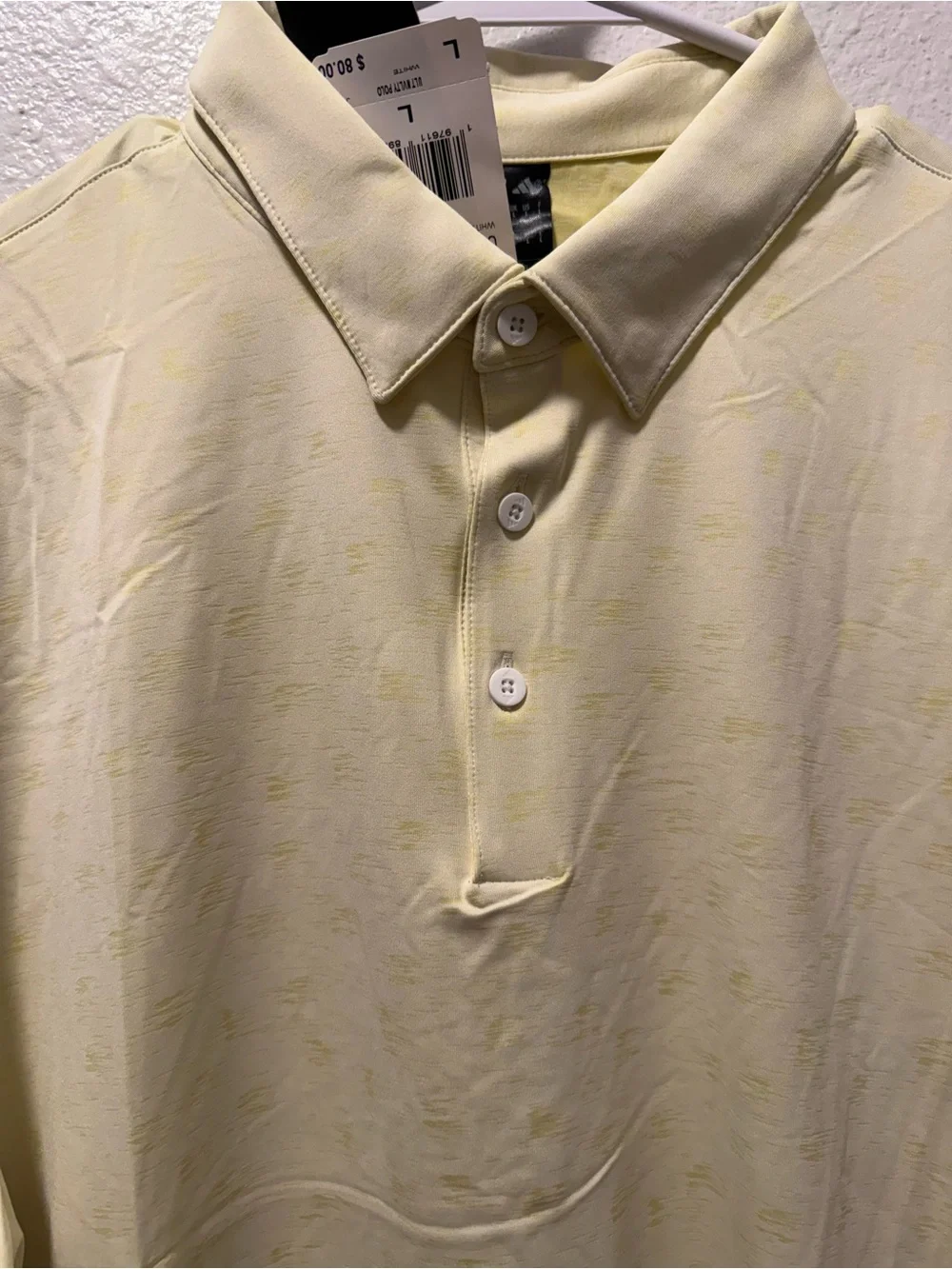Adidas Men’s Ultimate 365 Yellow Novelty Print Performance Polo Shirt. Large